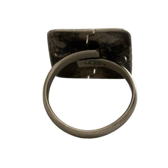 Sterling Silver Blue Green Opal Ring Stamped Mexico Sz 6.75 4 Gram - Picture 5 of 10